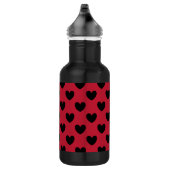Schwarze Polka Herzen auf rot Edelstahlflasche (Rechts)