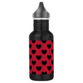 Schwarze Polka Herzen auf rot Edelstahlflasche (Links)