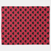 Schwarze Polka Herzen auf rot Fleecedecke (Vorderseite (Horizontal))