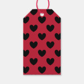 Schwarze Polka Herzen auf rot Geschenkanhänger (Vorderseite)