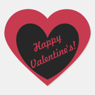 Schwarze Polka Herzen auf rot Herz-Aufkleber