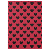 Schwarze Polka Herzen auf rot Klemmbrett (Rückseite)