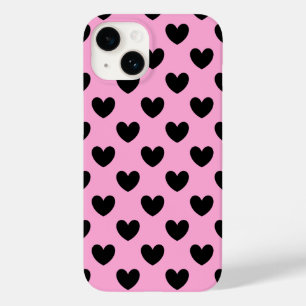 Schwarze Polka Herzen auf Zuckerwatte rosa Case-Mate iPhone 14 Hülle