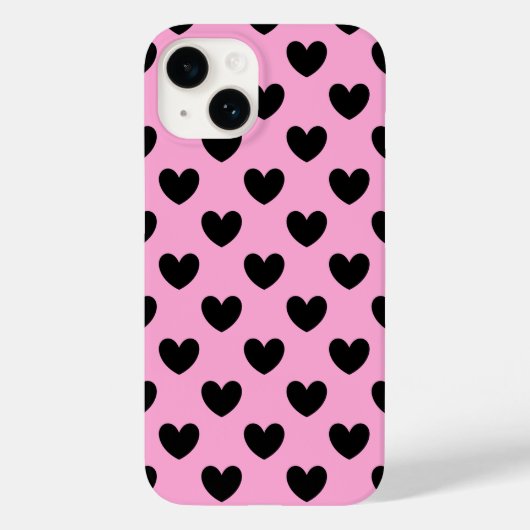 Schwarze Polka Herzen auf Zuckerwatte rosa Case-Mate iPhone Hülle (Rückseite)
