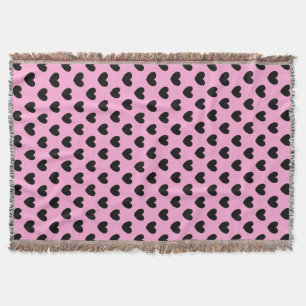 Schwarze Polka Herzen auf Zuckerwatte rosa Decke