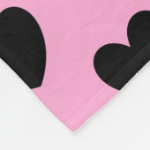 Schwarze Polka Herzen auf Zuckerwatte rosa Fleecedecke (Ecke)