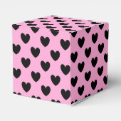 Schwarze Polka Herzen auf Zuckerwatte rosa Geschenkschachtel (Rückseite)