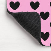 Schwarze Polka Herzen auf Zuckerwatte rosa Mousepad (Ecke)