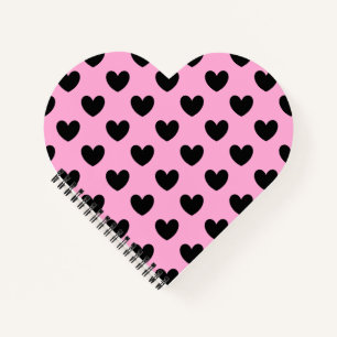 Schwarze Polka Herzen auf Zuckerwatte rosa Notizbuch