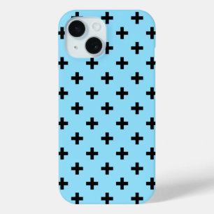 Schwarze Polka-Kreuze auf Babyblau Case-Mate iPhone Hülle