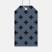 Schwarze Polka-Kreuze auf blau-grau Geschenkanhänger (Vorderseite)