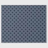 Schwarze Polka-Kreuze auf blau-grau Geschenkpapier (Flach)