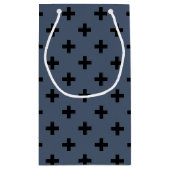 Schwarze Polka-Kreuze auf blau-grau Kleine Geschenktüte (Rückseite)