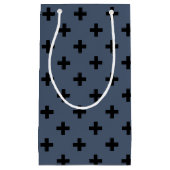 Schwarze Polka-Kreuze auf blau-grau Kleine Geschenktüte (Vorderseite)
