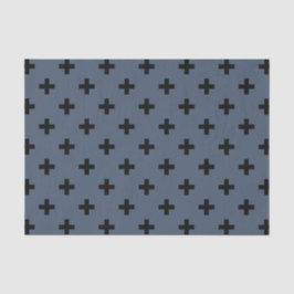 Schwarze Polka-Kreuze auf blau-grau Seidenpapier