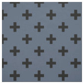 Schwarze Polka-Kreuze auf blau-grau Stoff (Muster)