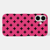 Schwarze Polka-Kreuze auf Fuchsia Case-Mate iPhone Hülle (Rückseite (Horizontal))