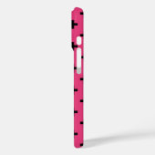 Schwarze Polka-Kreuze auf Fuchsia Case-Mate iPhone Hülle (Rückseite / Links)