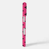 Schwarze Polka-Kreuze auf Fuchsia Case-Mate iPhone Hülle (Rückseite / Rechts)