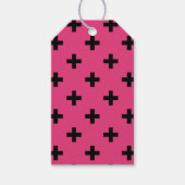 Schwarze Polka-Kreuze auf Fuchsia Geschenkanhänger (Vorderseite)