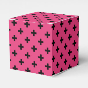 Schwarze Polka-Kreuze auf Fuchsia Geschenkschachtel