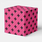 Schwarze Polka-Kreuze auf Fuchsia Geschenkschachtel (Rückseite)