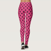 Schwarze Polka-Kreuze auf Fuchsia Leggings (Rückseite)