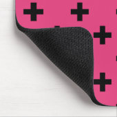 Schwarze Polka-Kreuze auf Fuchsia Mousepad (Ecke)