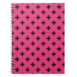 Schwarze Polka-Kreuze auf Fuchsia Notizblock