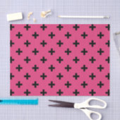 Schwarze Polka-Kreuze auf Fuchsia Seidenpapier (Handwerk)