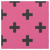 Schwarze Polka-Kreuze auf Fuchsia Stoff (Nahaufnahme)