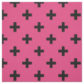 Schwarze Polka-Kreuze auf Fuchsia Stoff (Muster)