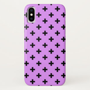 Schwarze Polka-Kreuze auf Lila Case-Mate iPhone Hülle