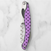 Schwarze Polka-Kreuze auf Lila Kellnermesser (Vorderseite)
