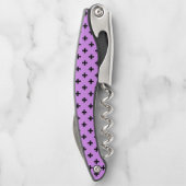 Schwarze Polka-Kreuze auf Lila Kellnermesser (Rückseite)