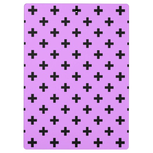 Schwarze Polka-Kreuze auf Lila Klemmbrett (Rückseite)
