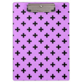 Schwarze Polka-Kreuze auf Lila Klemmbrett (Vorderseite)