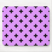 Schwarze Polka-Kreuze auf Lila Mousepad (Vorne)