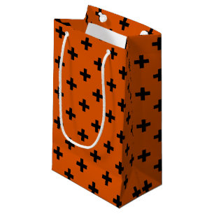 Schwarze Polka-Kreuze auf Orange Kleine Geschenktüte