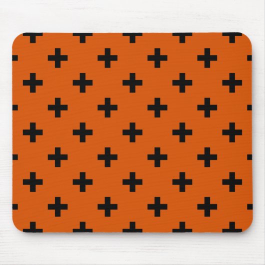 Schwarze Polka-Kreuze auf Orange Mousepad (Vorne)