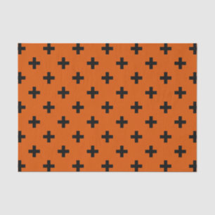 Schwarze Polka-Kreuze auf Orange Seidenpapier