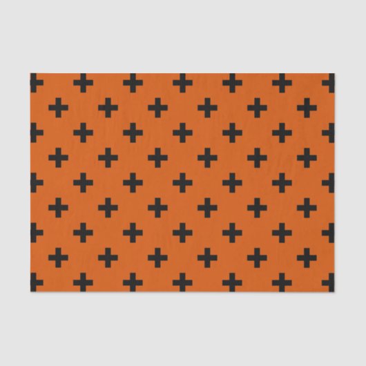 Schwarze Polka-Kreuze auf Orange Seidenpapier (Vorderseite)