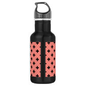 Schwarze Polka-Kreuze auf Pfirsich Edelstahlflasche (Rückseite)