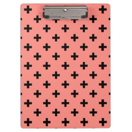 Schwarze Polka-Kreuze auf Pfirsich Klemmbrett