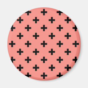 Schwarze Polka-Kreuze auf Pfirsich Magnet