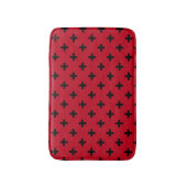 Schwarze Polka Kreuze auf rot Badematte (Vorderseite Vertikal)