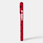 Schwarze Polka Kreuze auf rot Case-Mate iPhone Hülle (Rückseite / Links)