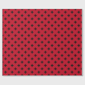 Schwarze Polka Kreuze auf rot Geschenkpapier (Flach)