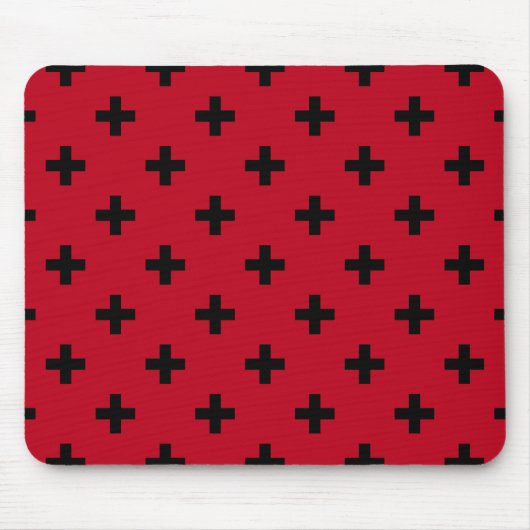 Schwarze Polka Kreuze auf rot Mousepad (Vorne)