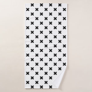Schwarze Polka-Kreuze auf Weiß Badehandtuch